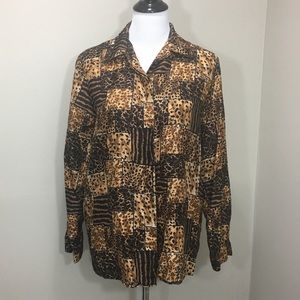 Vintage Animal Print mix Button down Shirt